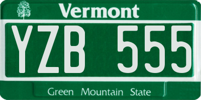 VT license plate YZB555