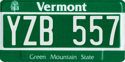 VT license plate YZB557