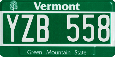 VT license plate YZB558