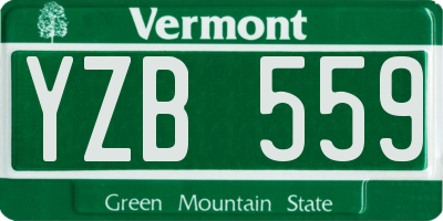 VT license plate YZB559
