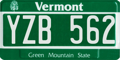 VT license plate YZB562