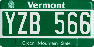 VT license plate YZB566