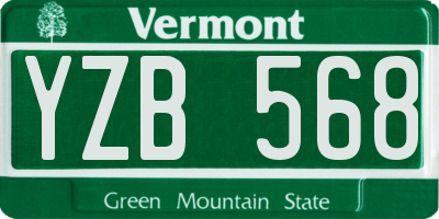 VT license plate YZB568