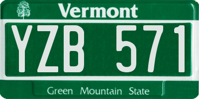 VT license plate YZB571