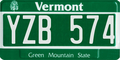 VT license plate YZB574