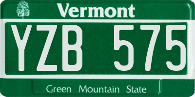 VT license plate YZB575