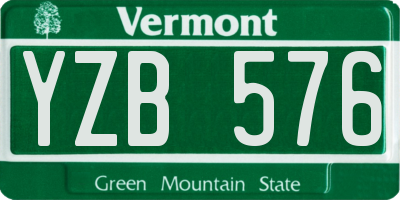 VT license plate YZB576