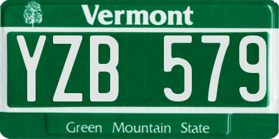 VT license plate YZB579