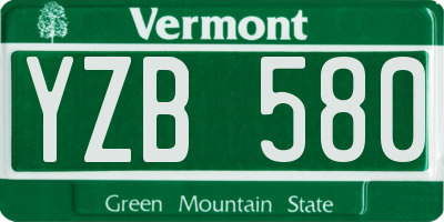 VT license plate YZB580