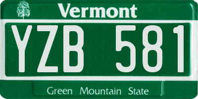 VT license plate YZB581
