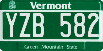 VT license plate YZB582