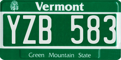 VT license plate YZB583