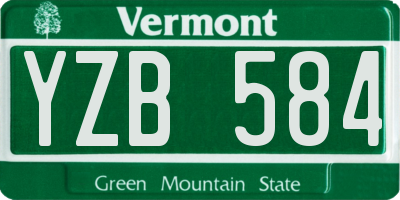 VT license plate YZB584