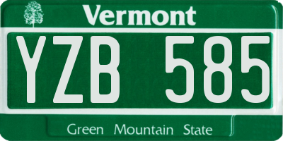 VT license plate YZB585