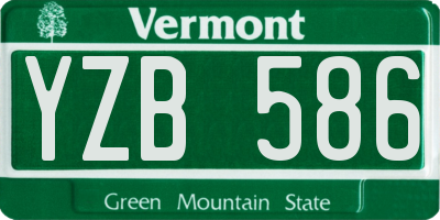 VT license plate YZB586