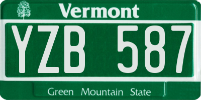 VT license plate YZB587