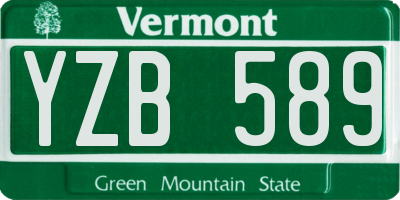 VT license plate YZB589