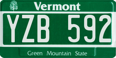 VT license plate YZB592