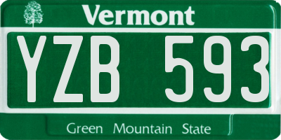 VT license plate YZB593