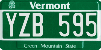 VT license plate YZB595