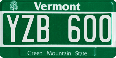 VT license plate YZB600