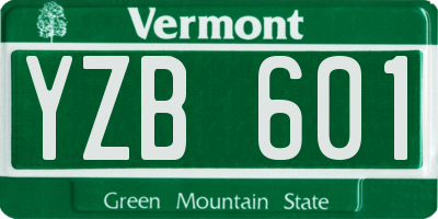 VT license plate YZB601