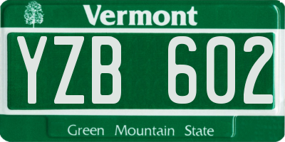 VT license plate YZB602