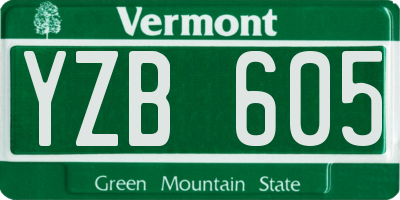 VT license plate YZB605