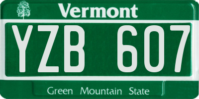 VT license plate YZB607