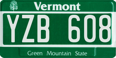 VT license plate YZB608