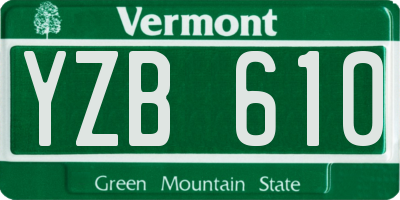 VT license plate YZB610