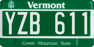 VT license plate YZB611