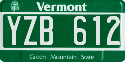 VT license plate YZB612