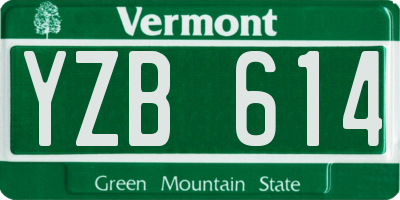 VT license plate YZB614