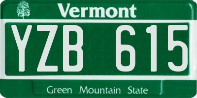 VT license plate YZB615