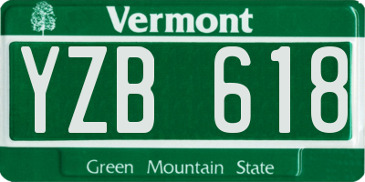 VT license plate YZB618