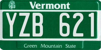 VT license plate YZB621