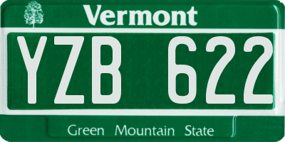 VT license plate YZB622