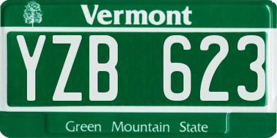 VT license plate YZB623