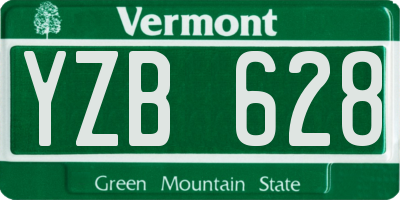 VT license plate YZB628