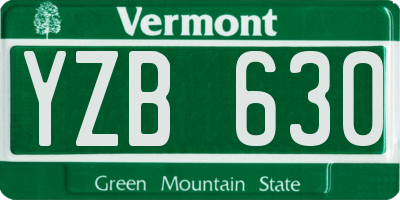 VT license plate YZB630