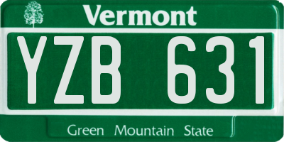 VT license plate YZB631