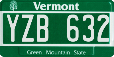 VT license plate YZB632