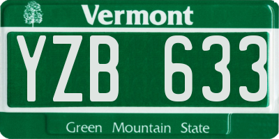 VT license plate YZB633