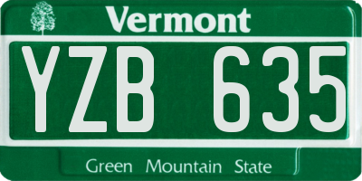VT license plate YZB635