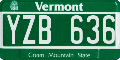 VT license plate YZB636