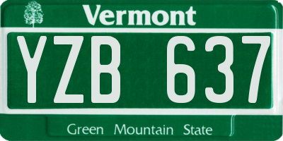 VT license plate YZB637