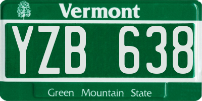 VT license plate YZB638