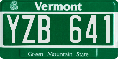 VT license plate YZB641