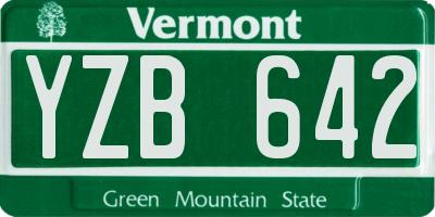 VT license plate YZB642